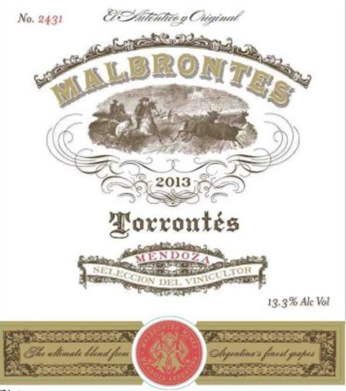 Mauricio Lorca Malbrontes Torrontes 2013 Front Label