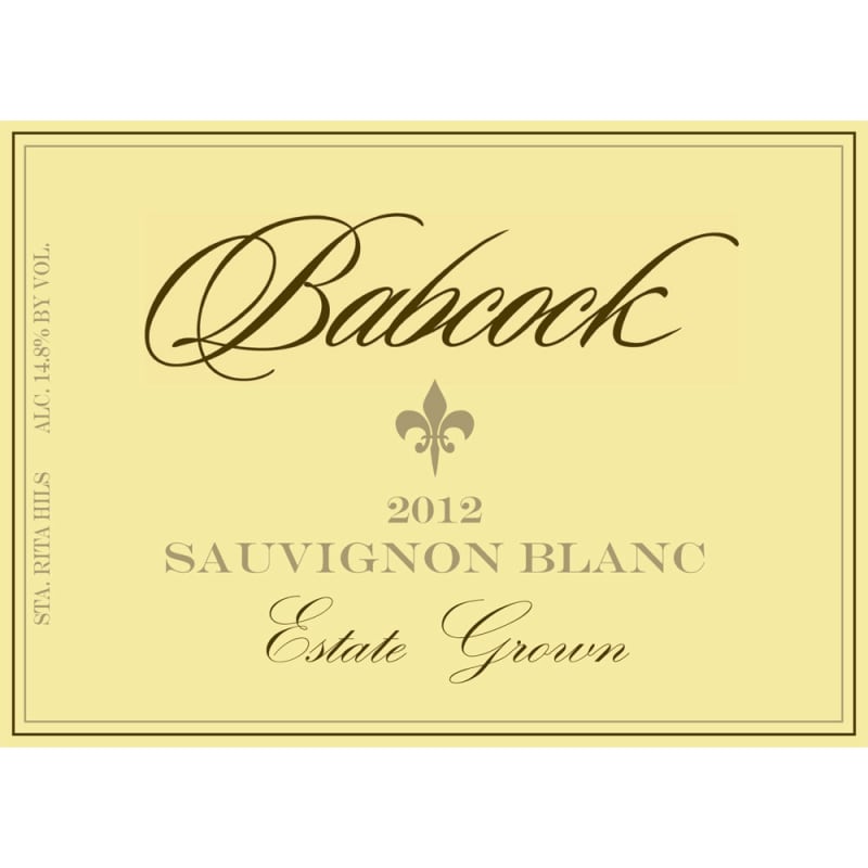 Babcock Estate Grown Sauvignon Blanc 2012 Front Label