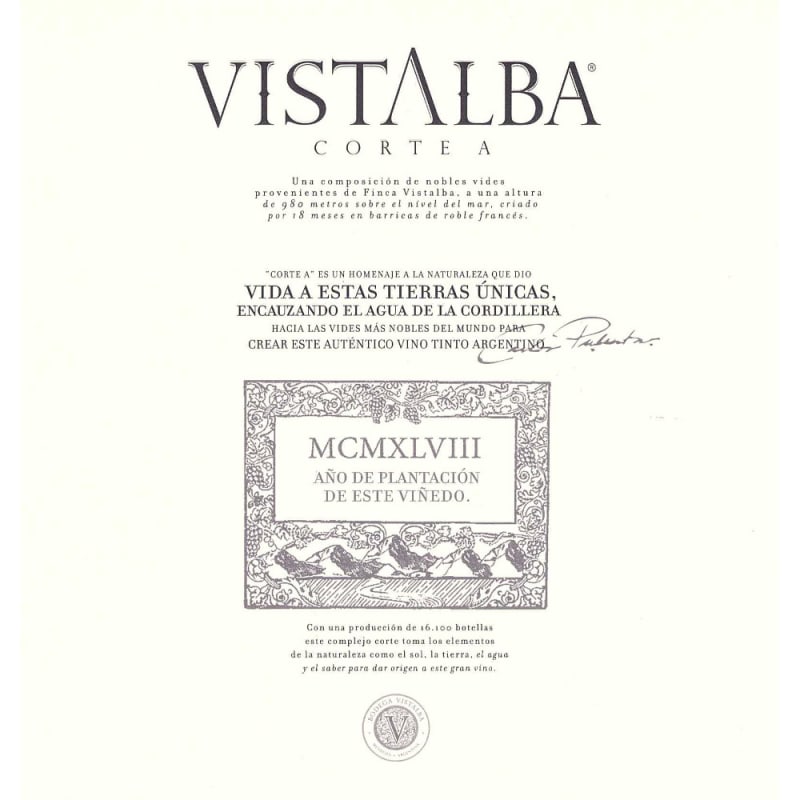 Vistalba Corte A 2011 Front Label
