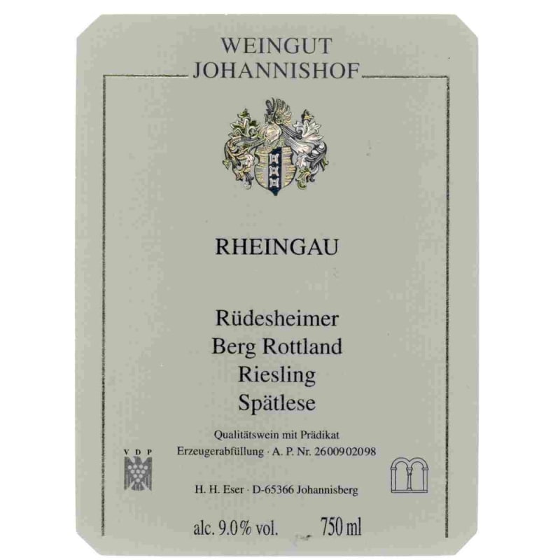 Weingut Johannishof Rudesheimer Berg Rottland Riesling Spatlese 2002 Front Label
