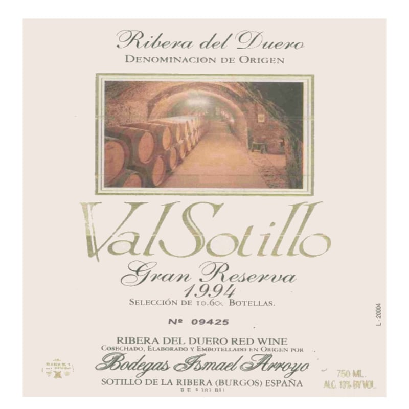 Arroyo Val Sotillo Ribera del Duero Gran Reserva 1994 Front Label