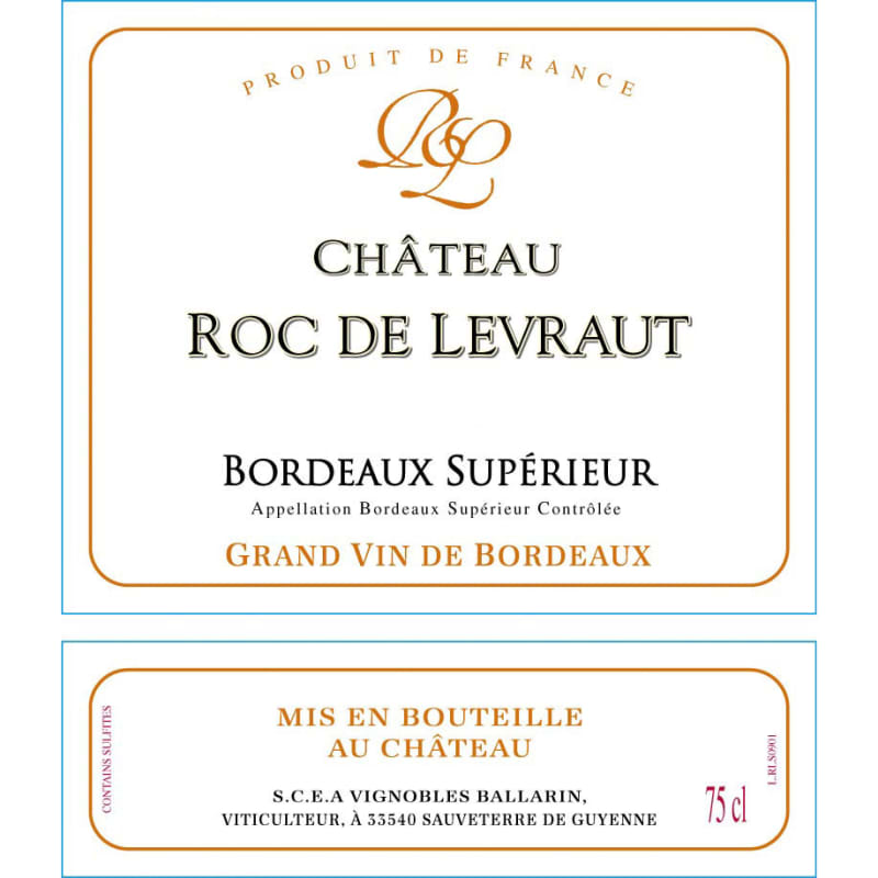 Chateau Roc De Levraut 2012 Front Label