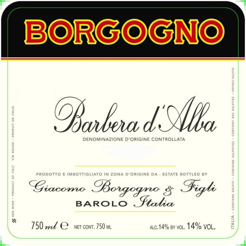 Borgogno Barbera d'Alba 2010 Front Label