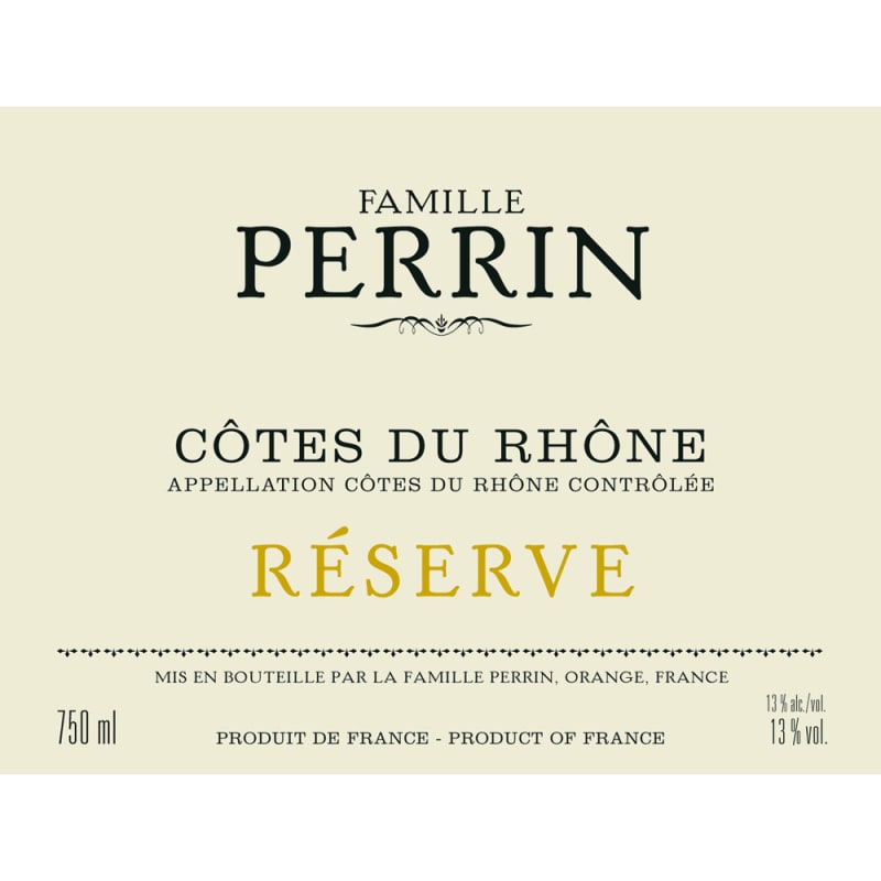 Famille Perrin Reserve Cotes du Rhone Blanc 2013 Front Label
