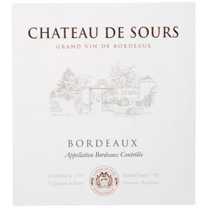 Chateau de Sours Bordeaux Blanc 2012 Front Label