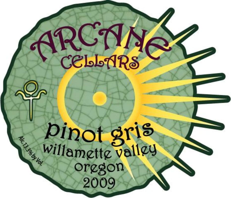 Arcane Pinot Gris 2009 Front Label