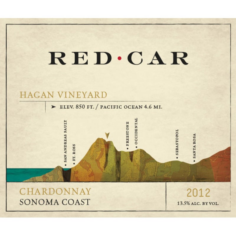 Red Car Hagan Vineyard Chardonnay 2012 Front Label