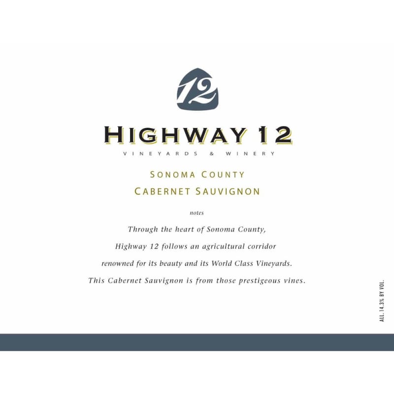 Highway 12 Cabernet Sauvignon 2012 Front Label