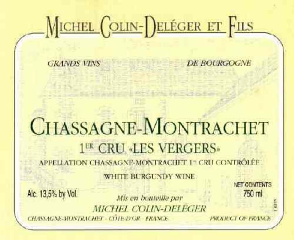 Colin-Deleger Chassagne Montrachet Les Vergers Premier Cru 2002 Front Label