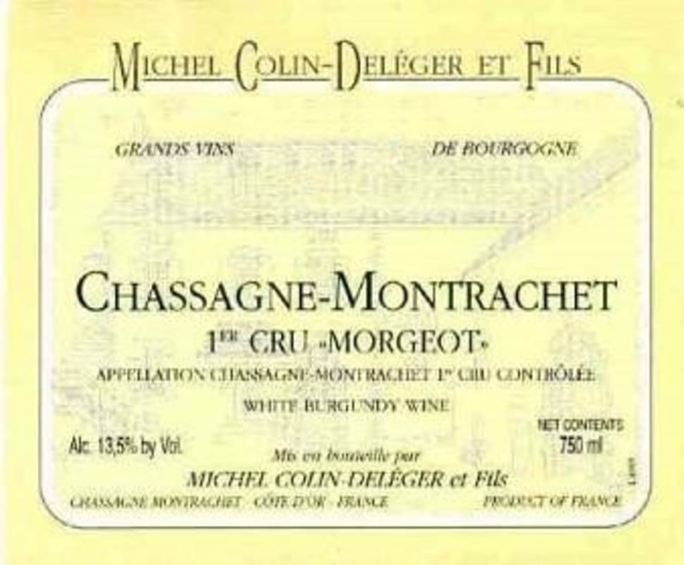 Colin-Deleger Chassagne-Montrachet Morgeot Premier Cru 1998 Front Label