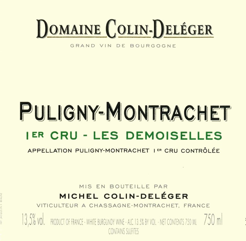 Colin-Deleger Puligny Montrachet Premier Cru Les Demoiselles 2014 Front Label