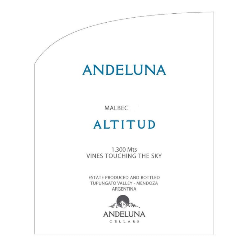 Andeluna Altitud Malbec 2012 Front Label