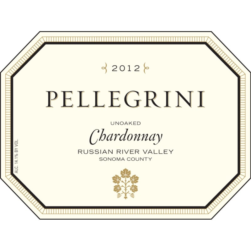 Pellegrini Unoaked Chardonnay 2012 Front Label