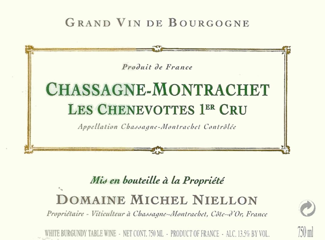 Domaine Michel Niellon Chassagne-Montrachet Les Chenevottes Premier Cru 2010 Front Label
