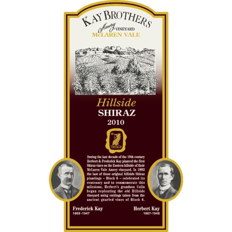 Kay Brothers Hillside Shiraz 2010 Front Label
