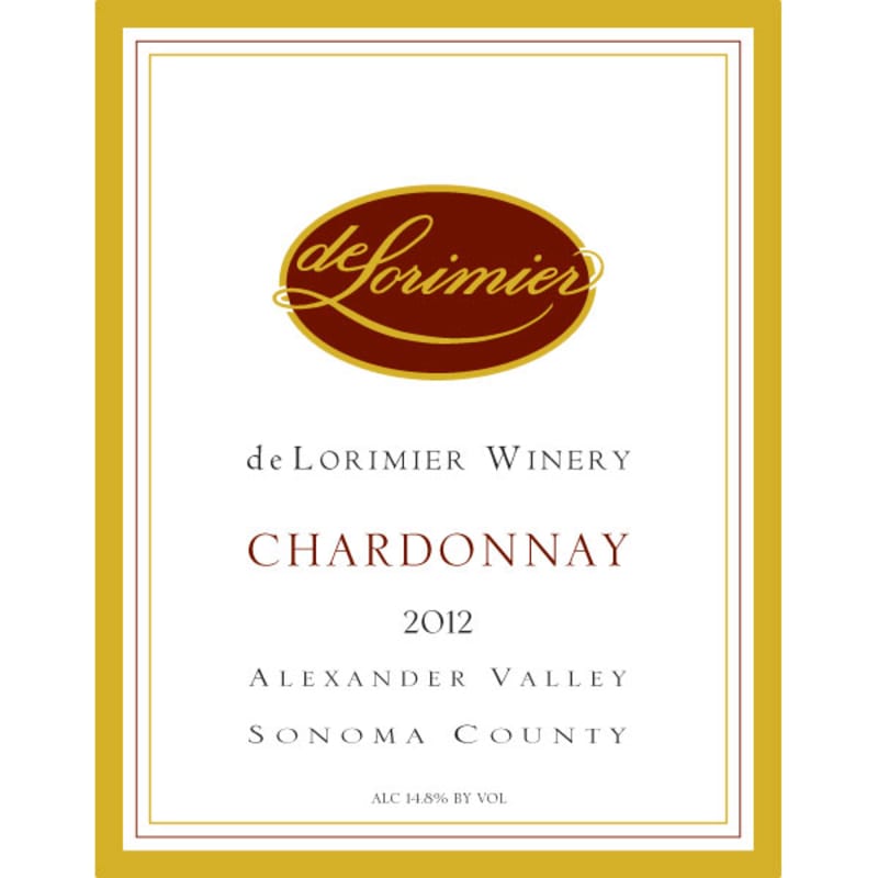 deLorimier Alexander Valley Chardonnay 2012 Front Label