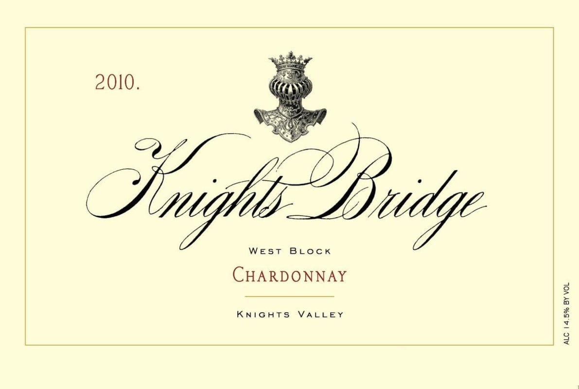 Knights Bridge West Block Chardonnay 2010 Front Label