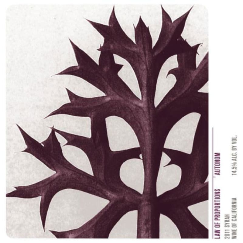 Autonom Law of Proportions Syrah 2011 Front Label