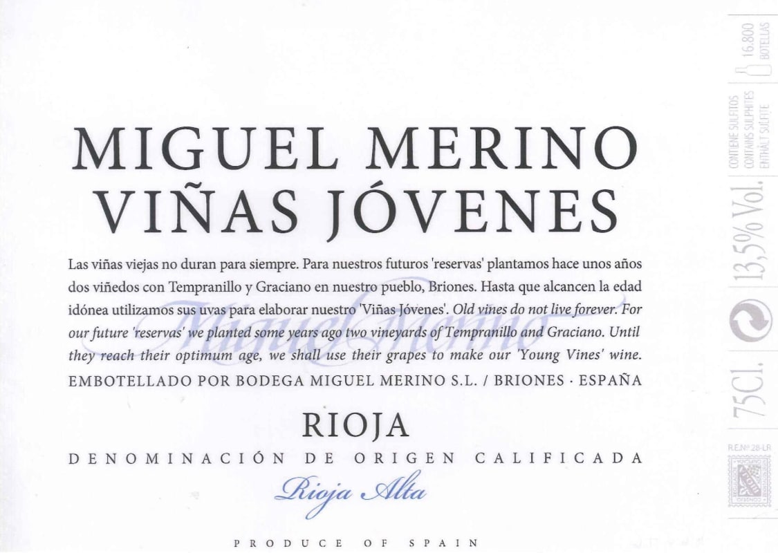 Miguel Merino Vinas Jovenes 2010 Front Label