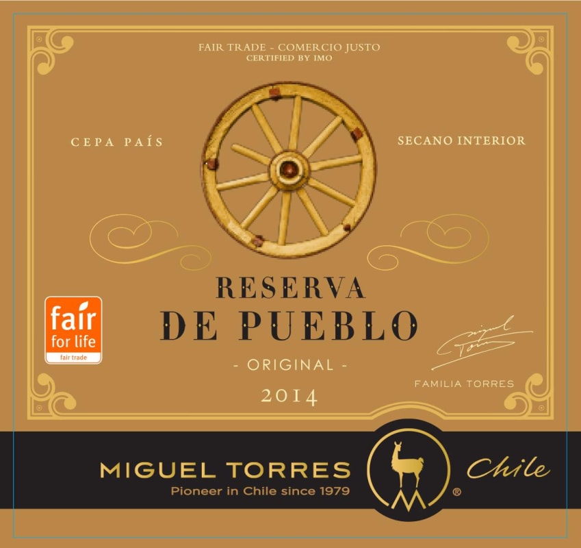 Miguel Torres Reserva de Pueblo 2014 Front Label