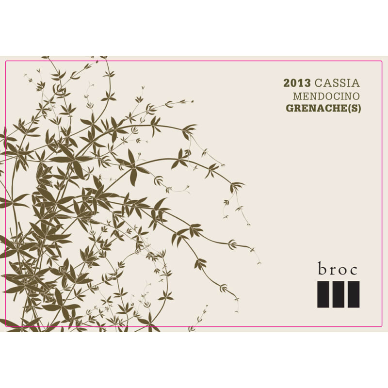 Broc Cellars Cassia Grenache(s) Rose 2013 Front Label