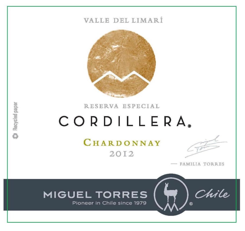 Miguel Torres Cordillera Chardonnay 2012 Front Label