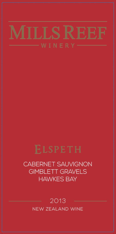 Mills Reef Trust Vineyard Elspeth Cabernet Sauvignon 2013 Front Label