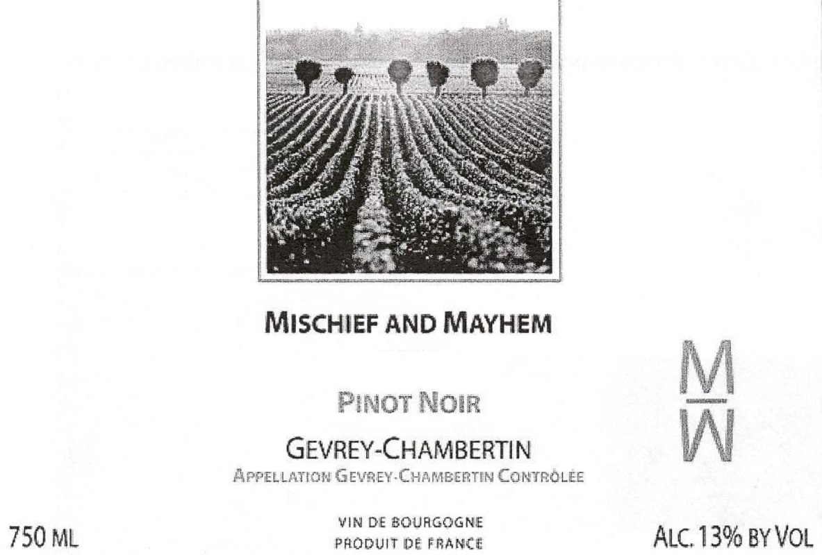 Mischief and Mayhem Gevrey-Chambertin Pinot Noir 2010 Front Label