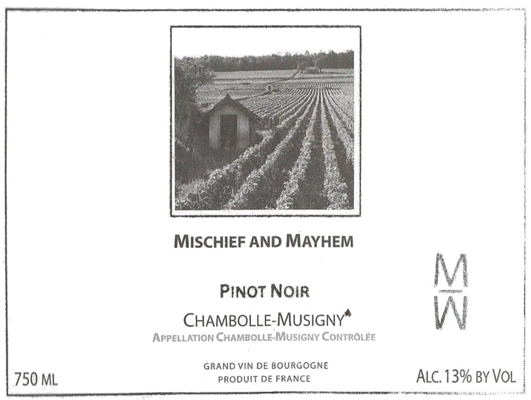 Mischief and Mayhem Chambolle-Musigny 2014 Front Label