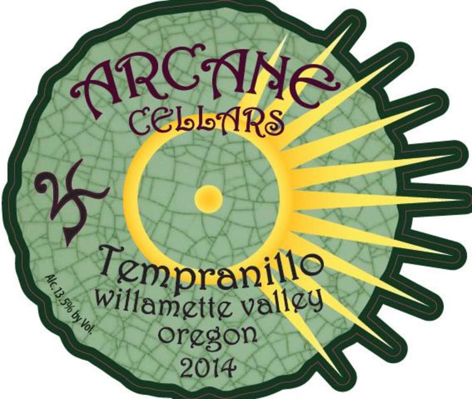 Arcane Tempranillo 2014 Front Label