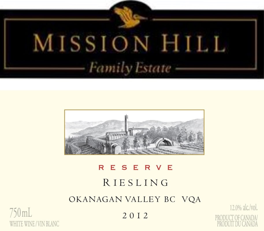 Mission Hill Reserve Riesling 2012 Front Label