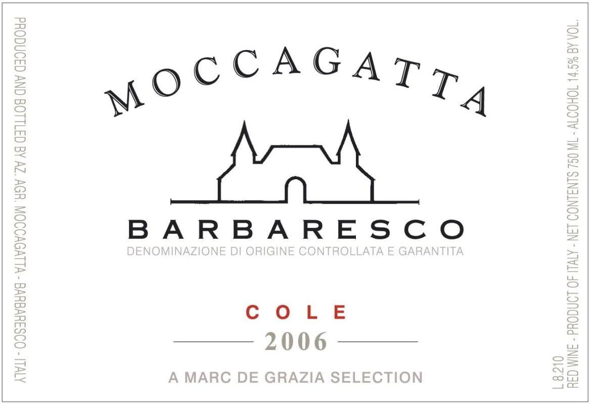 Moccagatta Cole Barbaresco 2006 Front Label