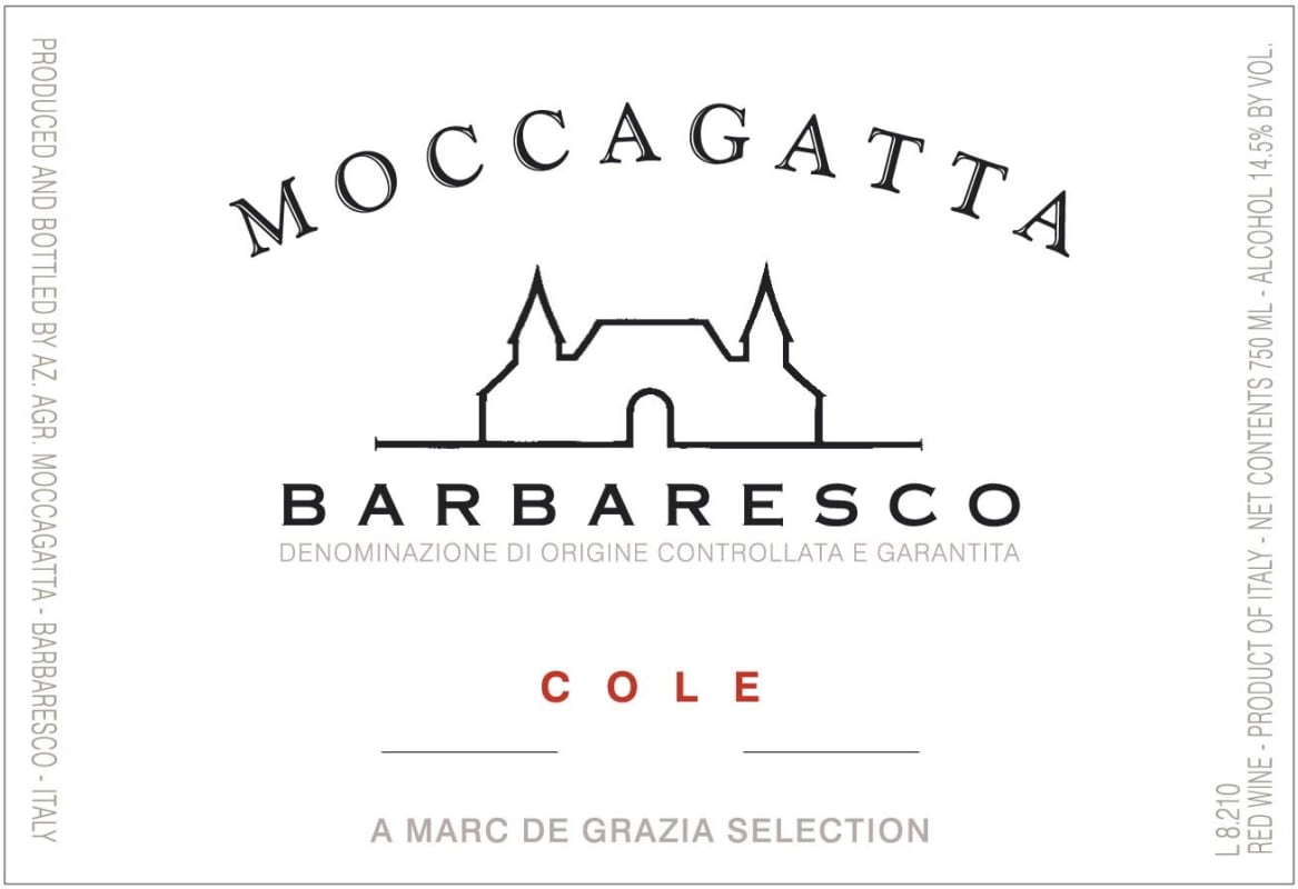 Moccagatta Cole Barbaresco 2012 Front Label
