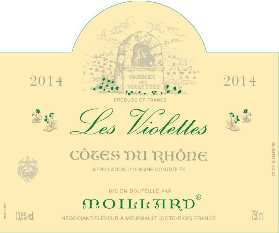 Moillard Grivot Les Violettes 2014 Front Label