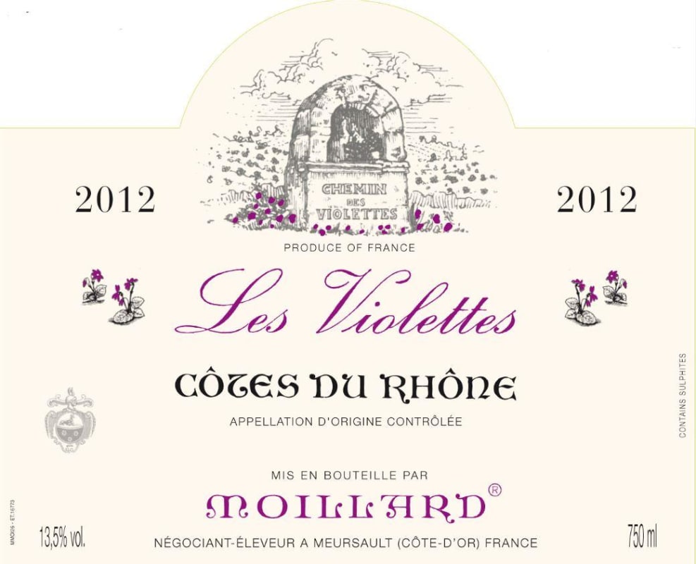 Moillard Grivot Les Violettes 2012 Front Label