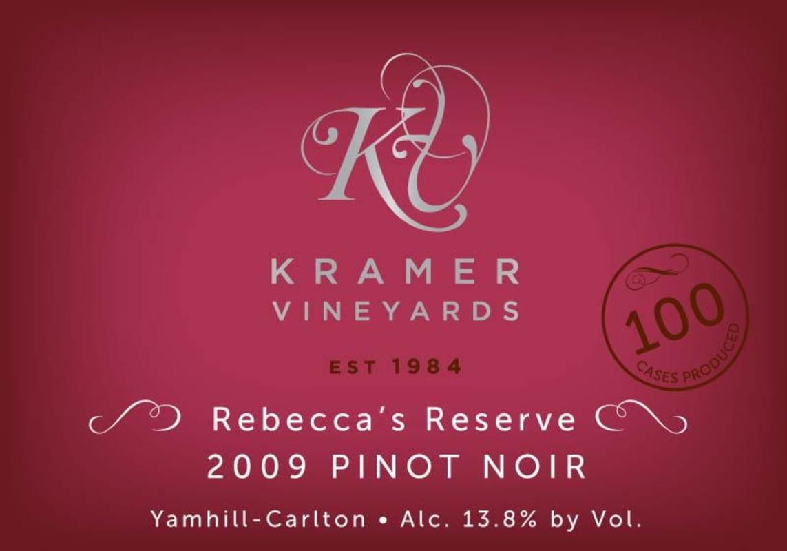 Kramer Rebecca's Reserve Pinot Noir 2009 Front Label