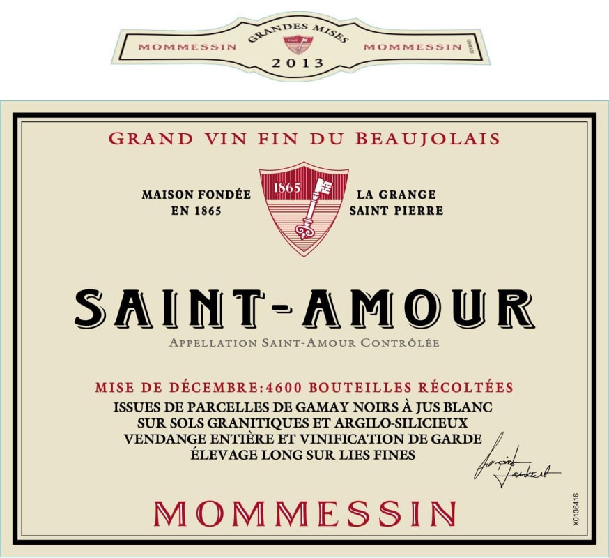 Mommessin Saint-Amour 2013 Front Label