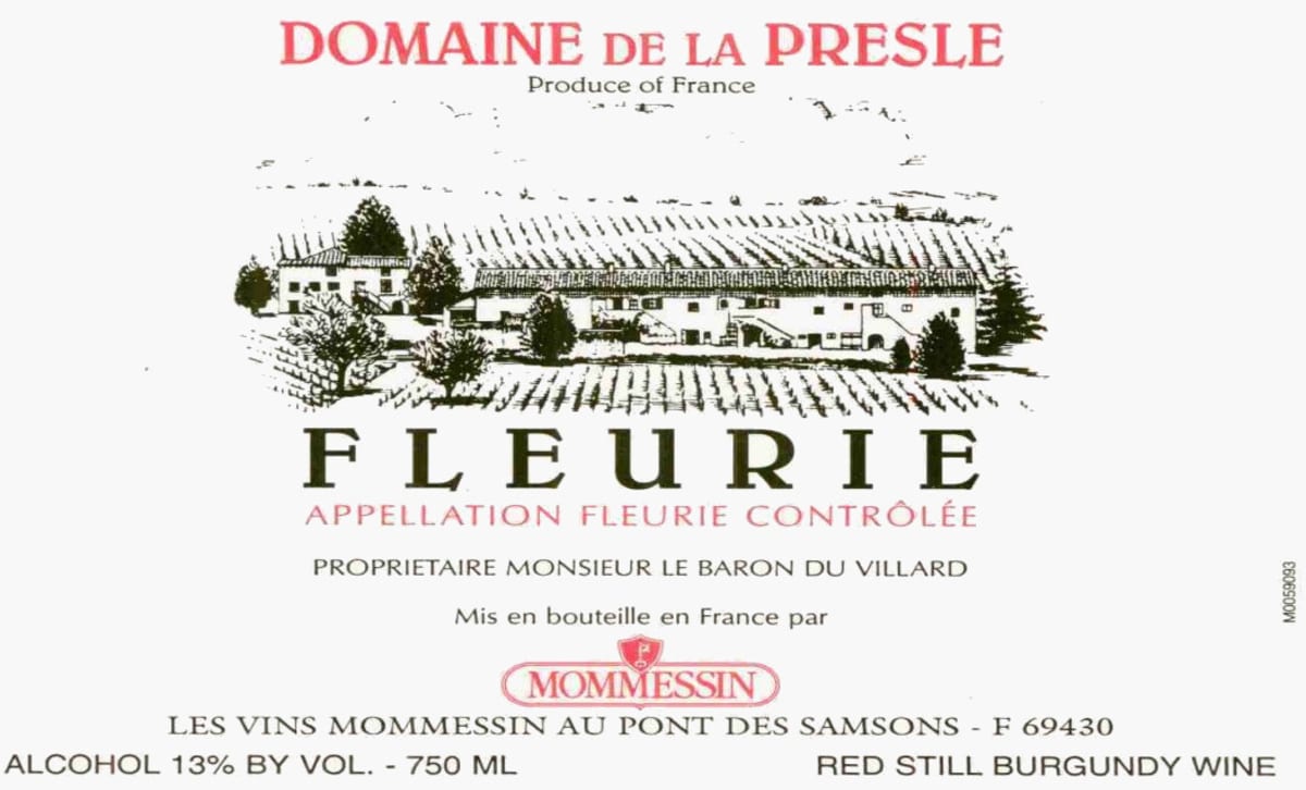 Mommessin Fleurie Domaine de la Presle 2011 Front Label