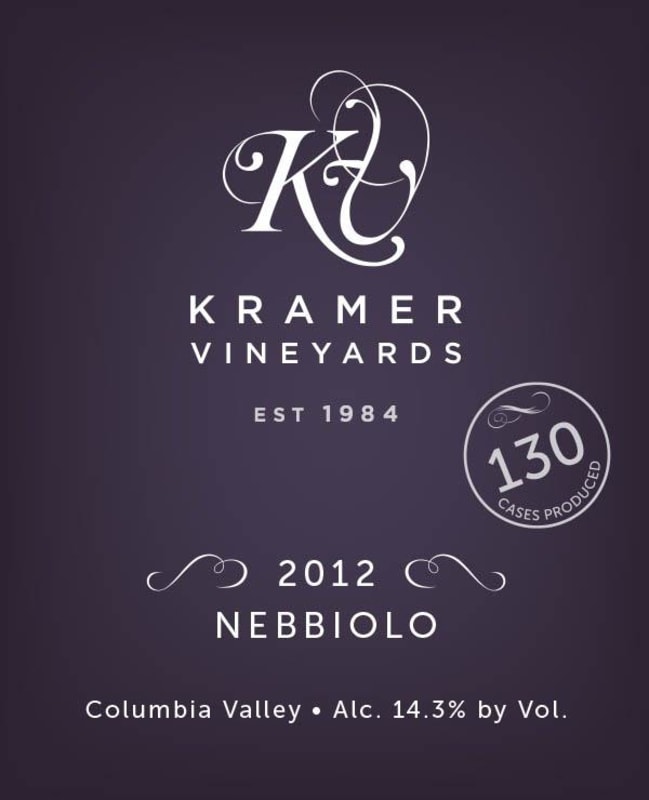 Kramer Nebbiolo 2012 Front Label