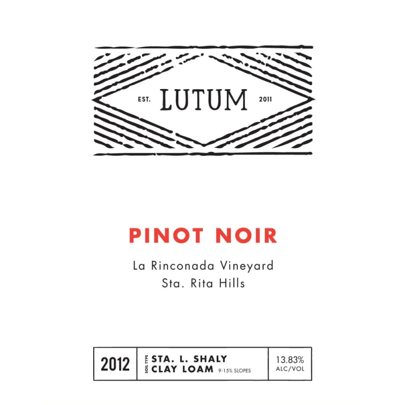 LUTUM La Rinconada Pinot Noir 2012 Front Label