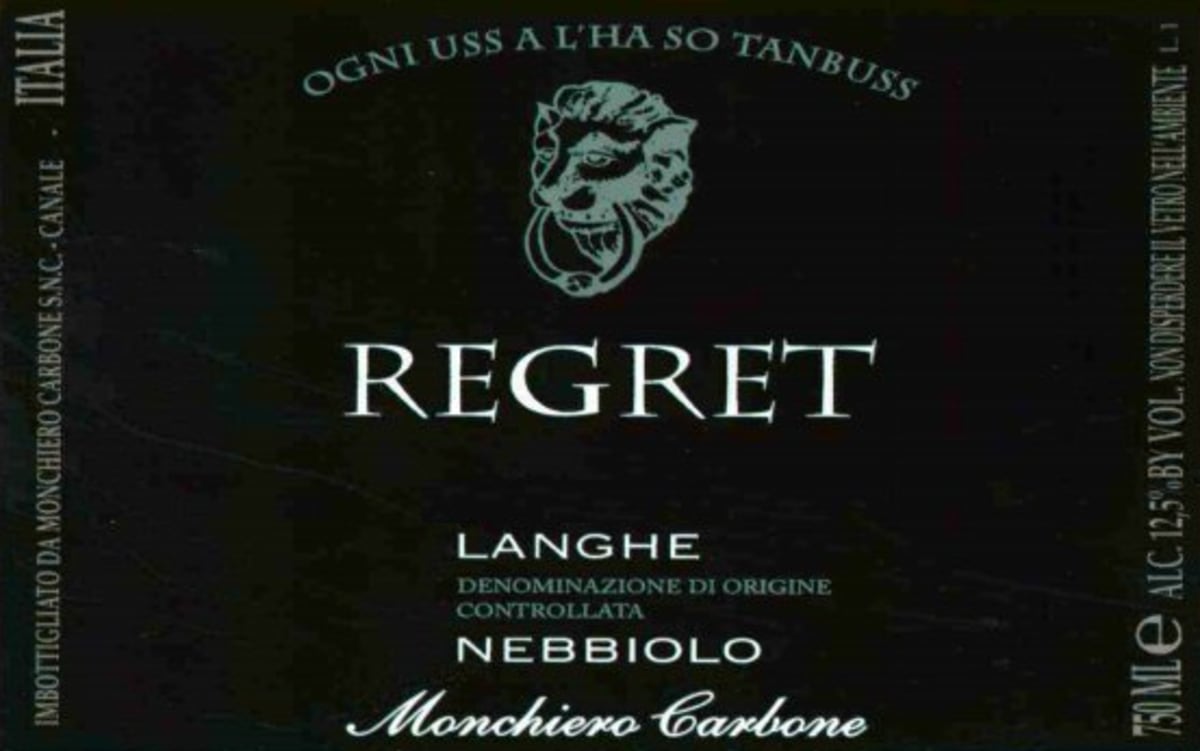 Monchiero Carbone Langhe Regret Nebbiolo 2008 Front Label