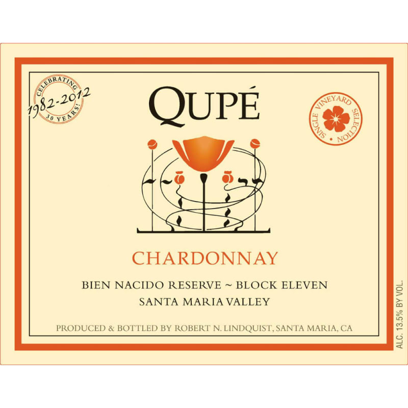 Qupe Bien Nacido Block 11 Chardonnay Reserve (375ML) 2012 Front Label
