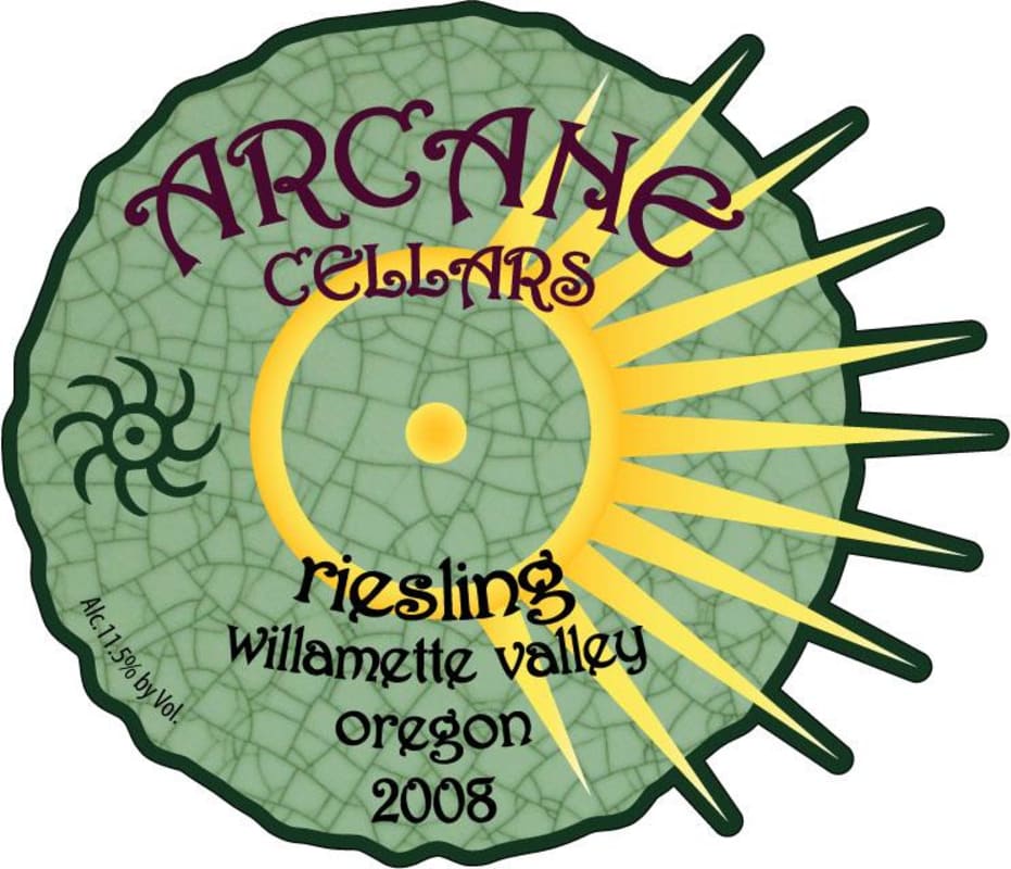 Arcane Riesling 2008 Front Label