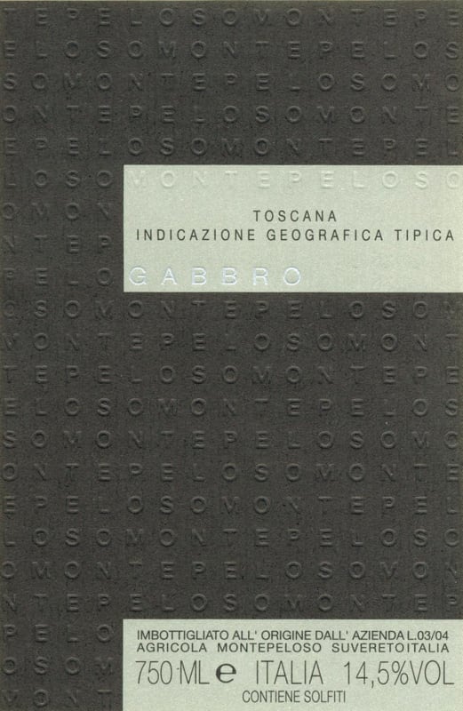 Montepeloso Gabbro 2009 Front Label