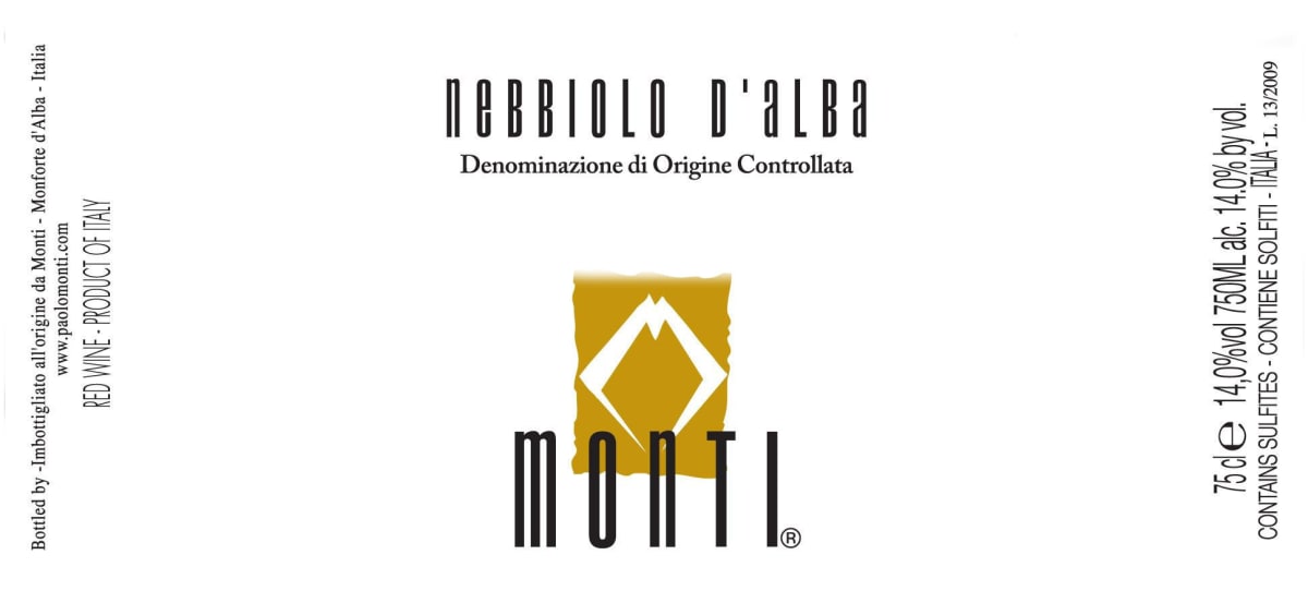 Monti Nebbiolo d'Alba 2013 Front Label
