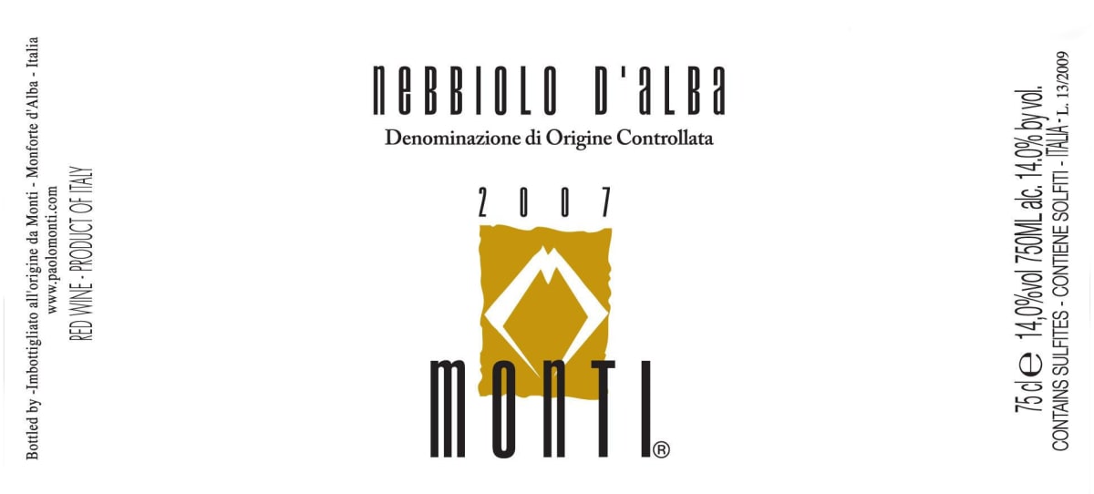 Monti Nebbiolo d'Alba 2007 Front Label