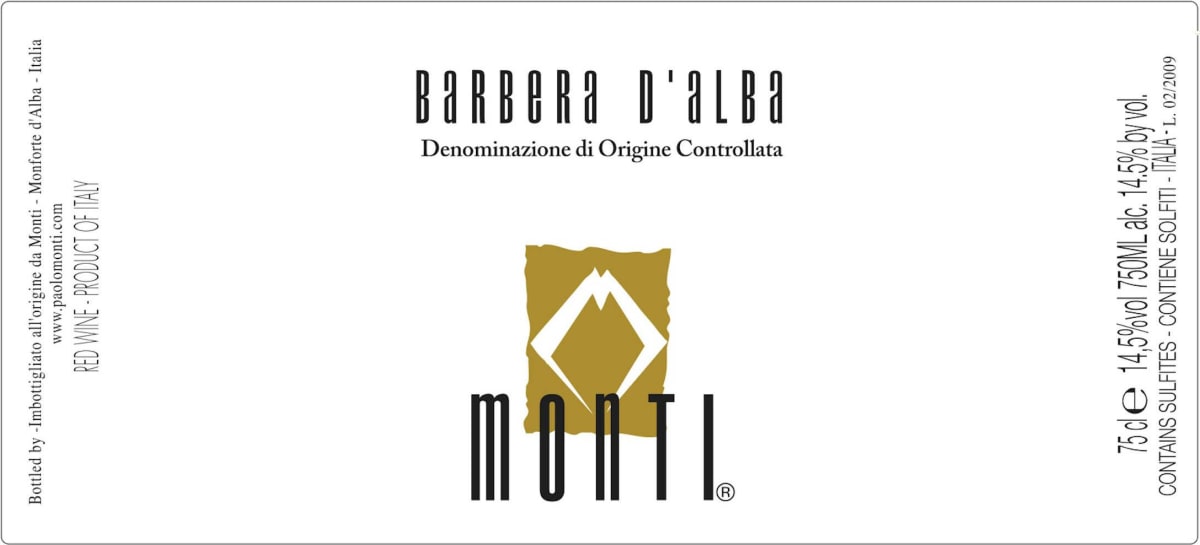 Monti Barbera d'Alba 2011 Front Label