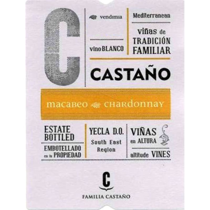 Bodegas Castano Macabeo Chardonnay 2013 Front Label