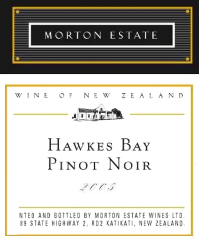 Morton Estate White Label Pinot Noir 2005 Front Label