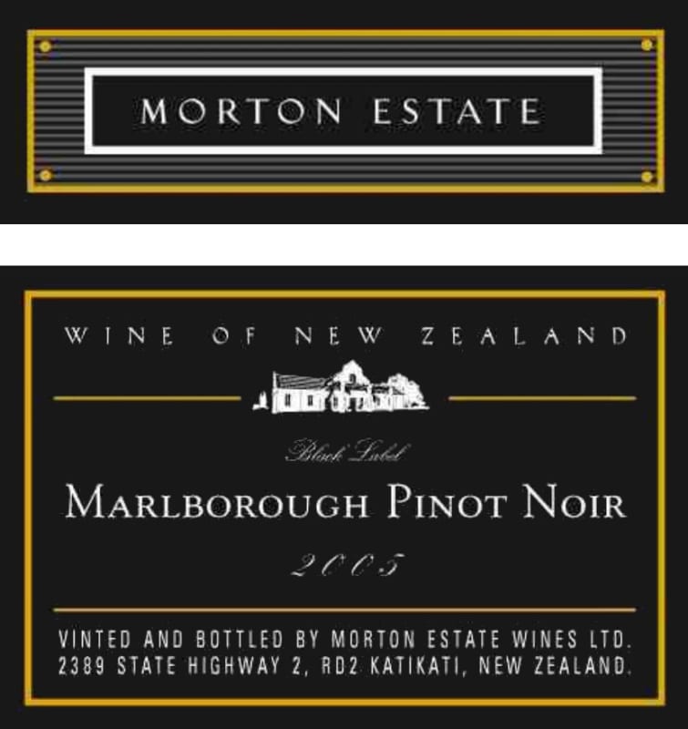 Morton Estate Black Label Pinot Noir 2005 Front Label